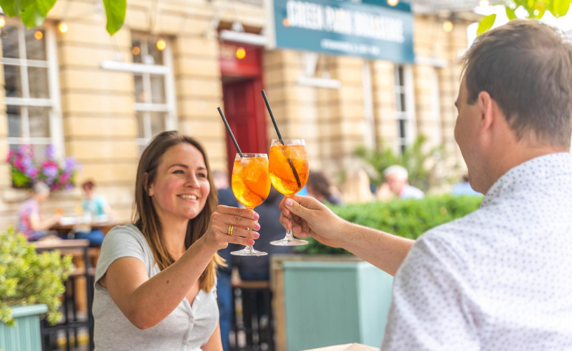 Couple dine at Green Park Brasserie